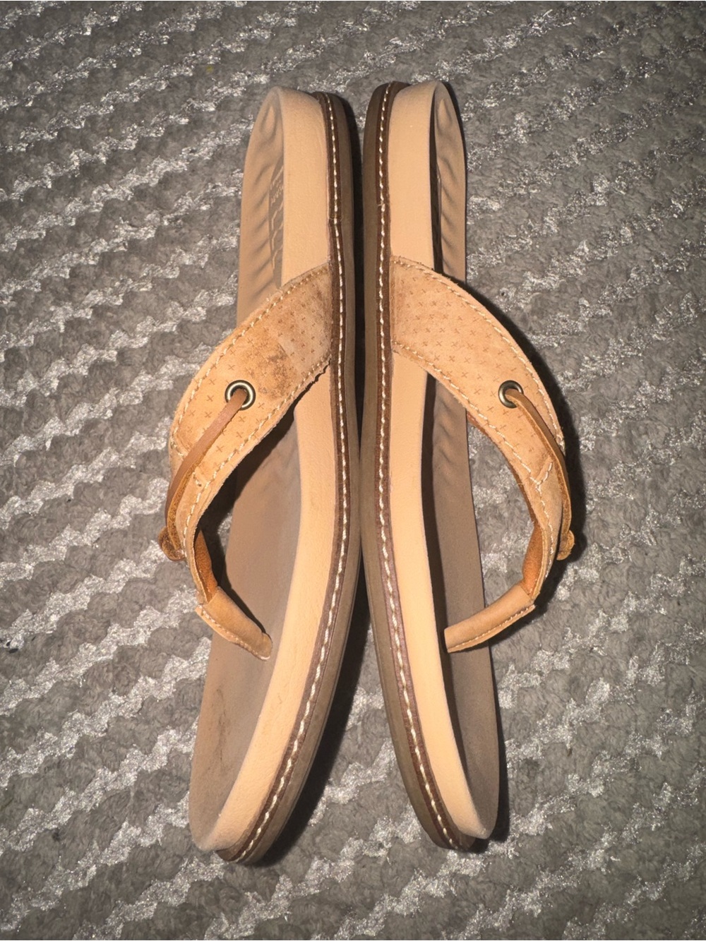 Sperry Tan Leather Thong Sandals - Picture 3 of 9